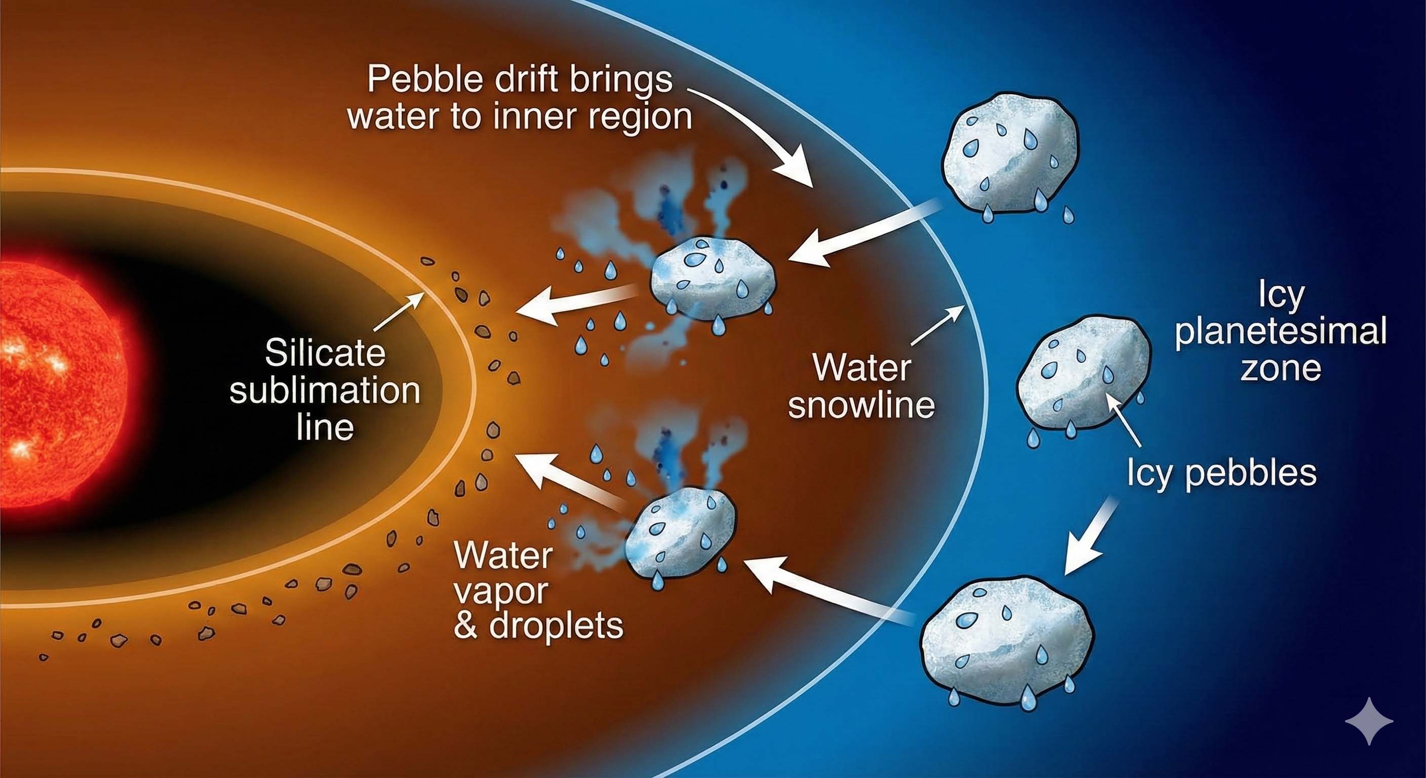 Pebble drift diagram